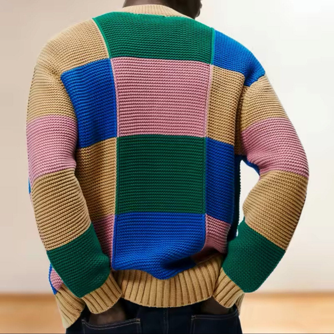 Heritage Luxe Wool Color-Block Cardigan for Men