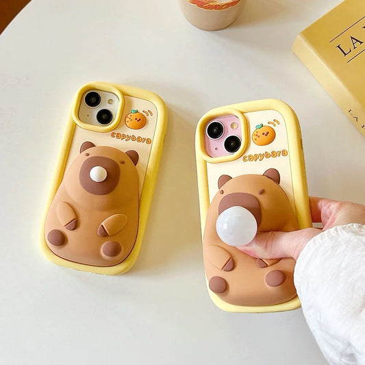 Adorable Capybara 3D Bubble Pop Silicone Case for All iPhones