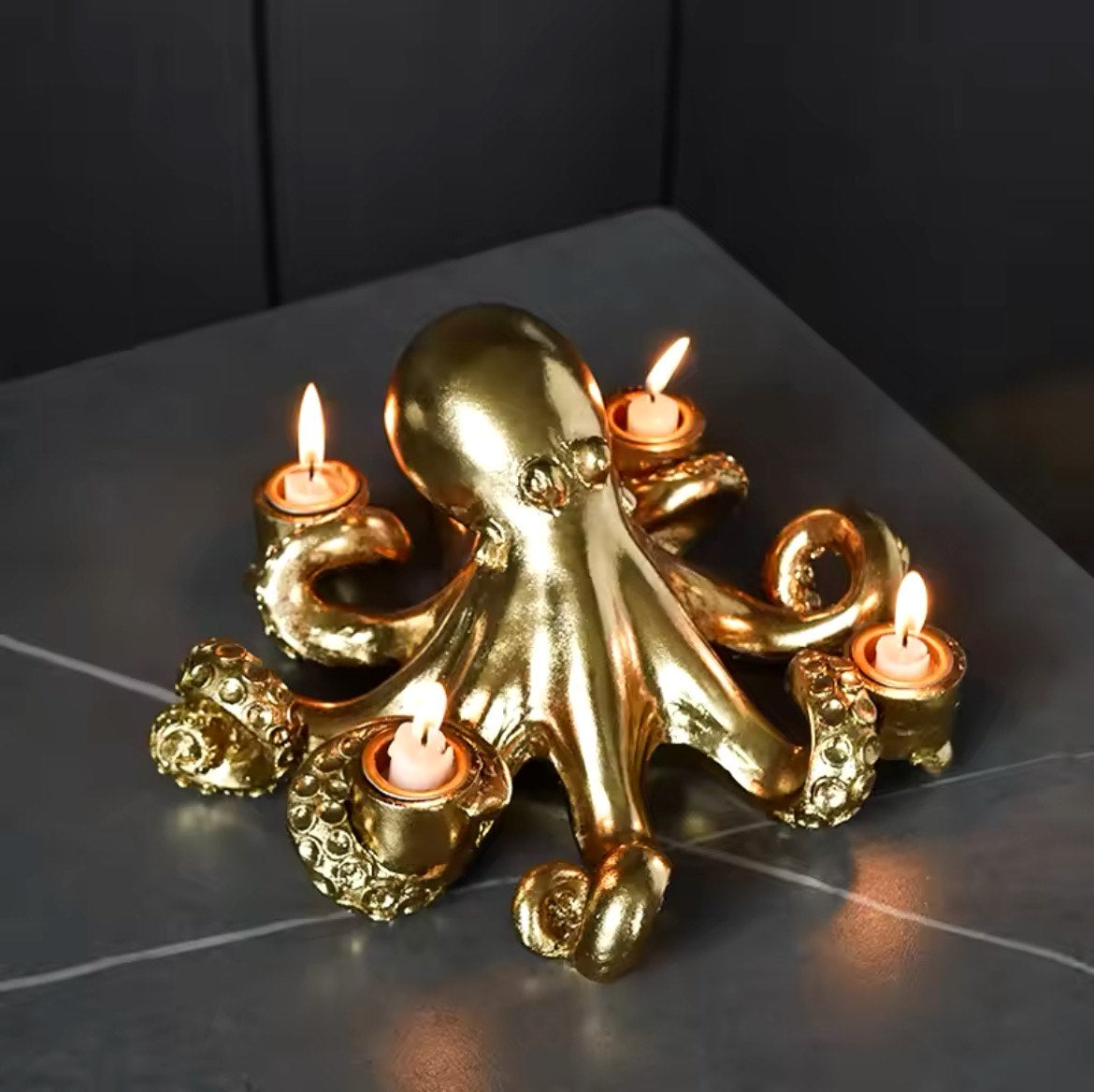 Golden Candletopus: Nautical Octopus Candle Holder