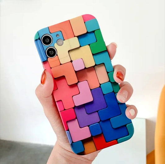 3D Colored Building Block iPhone Case