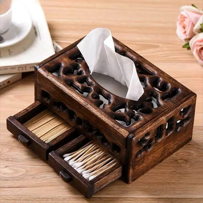 Vintage Solid Wood Multi-function Tissue and Napkin Box