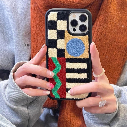 Cozy Vibe Geometric Plush iPhone Case