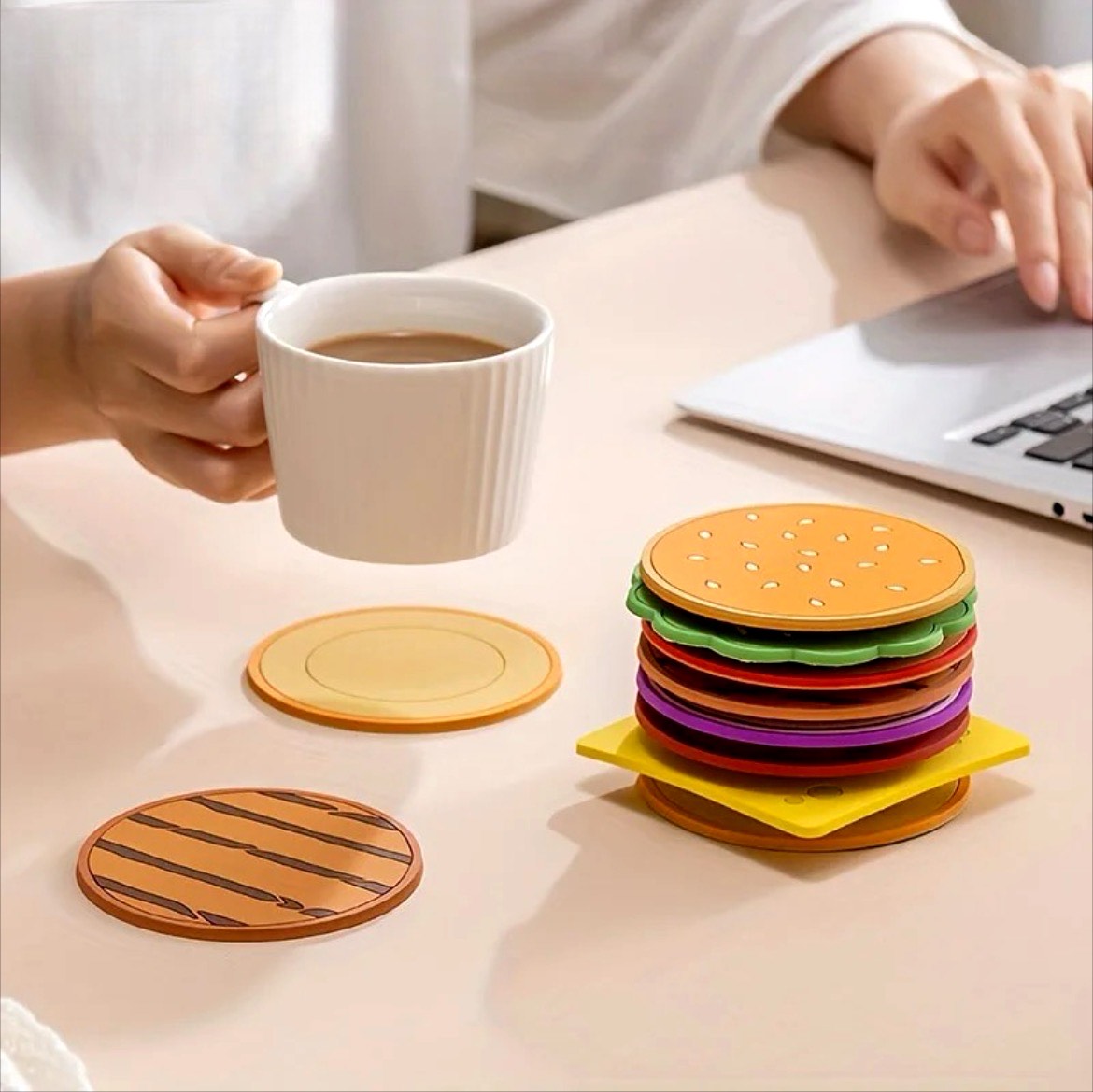 McCoaster’s 8-Piece Burger Stack Coasters Set