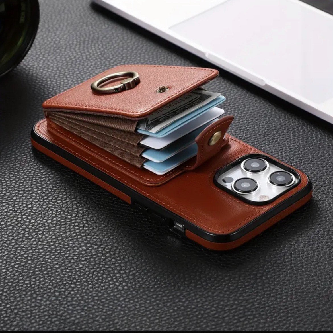 Leather Ring Buckle Phone Case for iphone