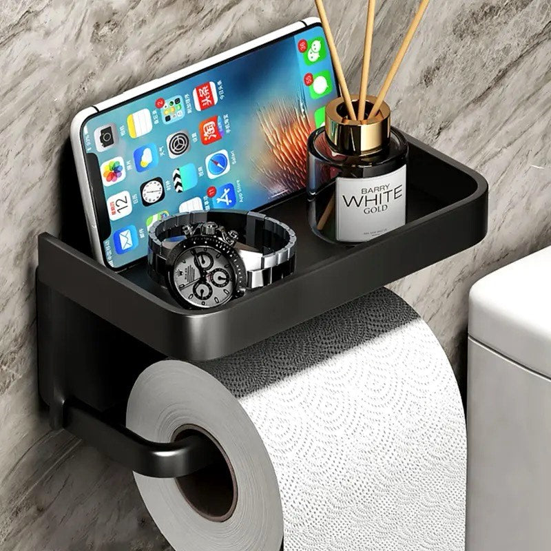 Modern Wall-Mounted TP Holder with Integrated Storage Tray