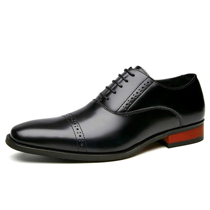 Elegant Genuine Leather Lace-up Oxfords with Brogue Detailing for Men