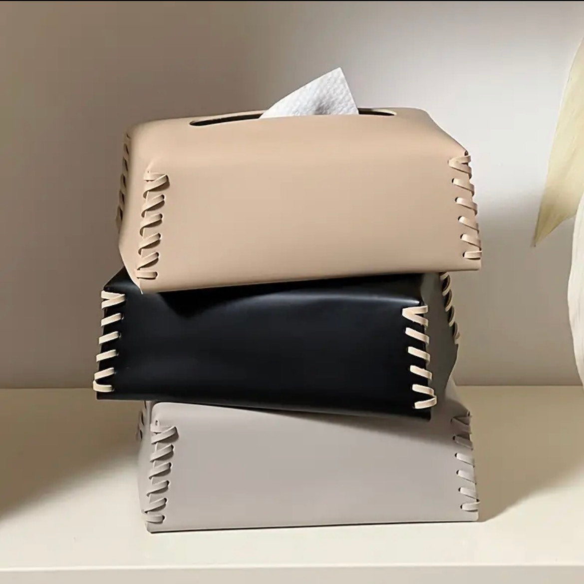 Chic-Stitch Luxurious PU Leather Napkin Tissue Box