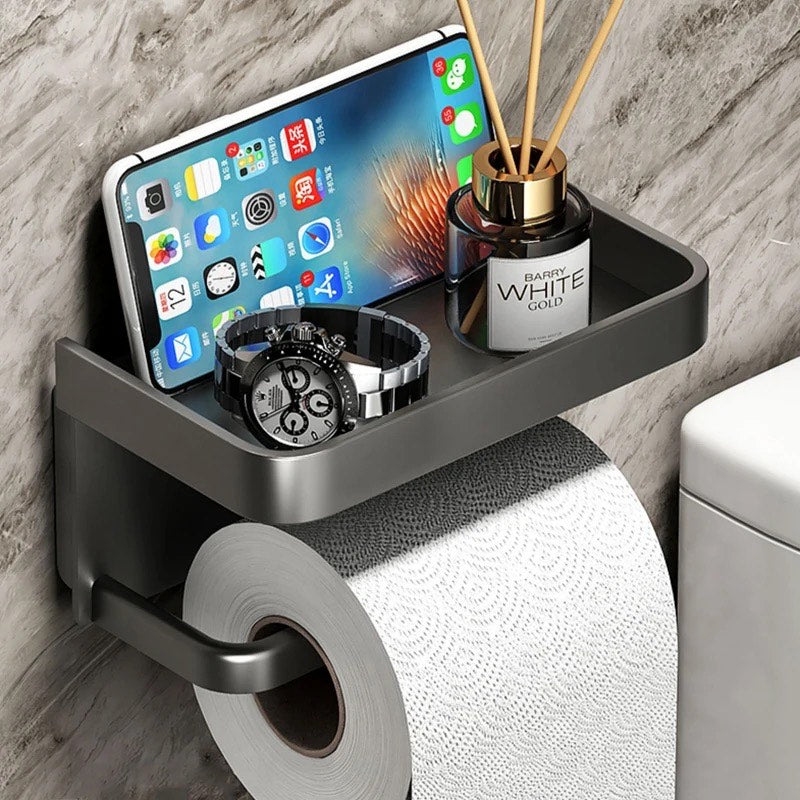 Modern Wall-Mounted TP Holder with Integrated Storage Tray