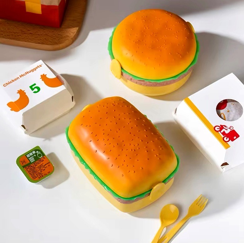 BurgerStack Bento – Double-Tier Lunch Box & Utensil Set