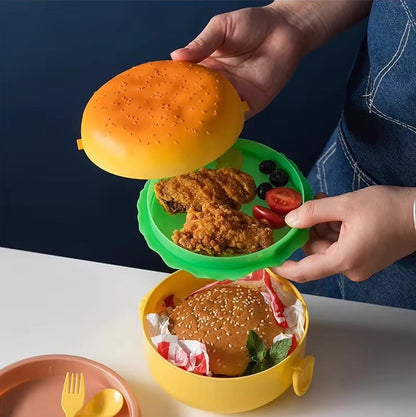 BurgerStack Bento – Double-Tier Lunch Box & Utensil Set