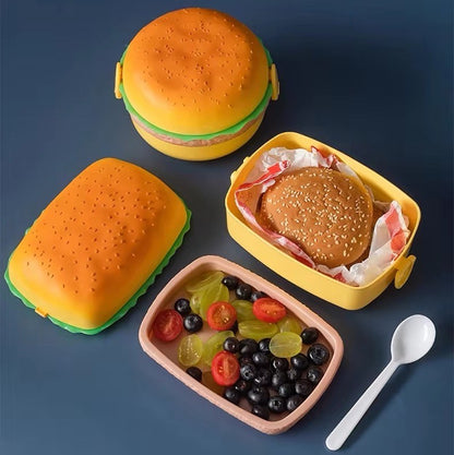 BurgerStack Bento – Double-Tier Lunch Box & Utensil Set