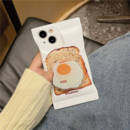 Cute Egg Chees Bread: Fashionable Phone Case with Holder