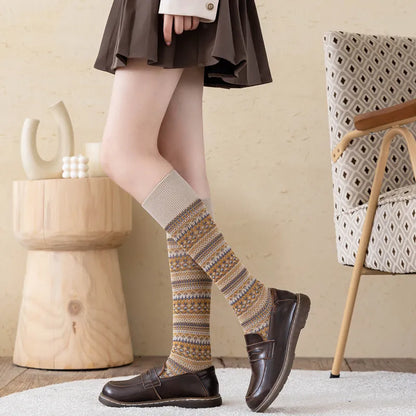 High Tube Vintage Women's Cotton Socks; Ethnic Elegance