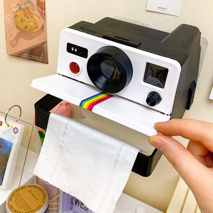 Vintage Camera toilet paper Holder with Rainbow Stripe