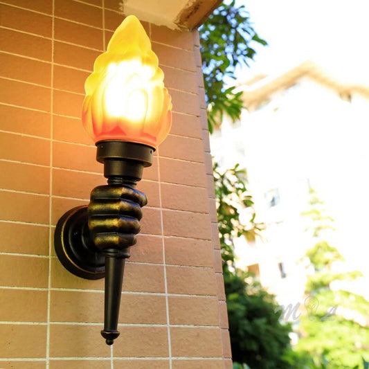 Hand-Held Flame Wall Lamp - Unique Torch Design for Ambient Lighting