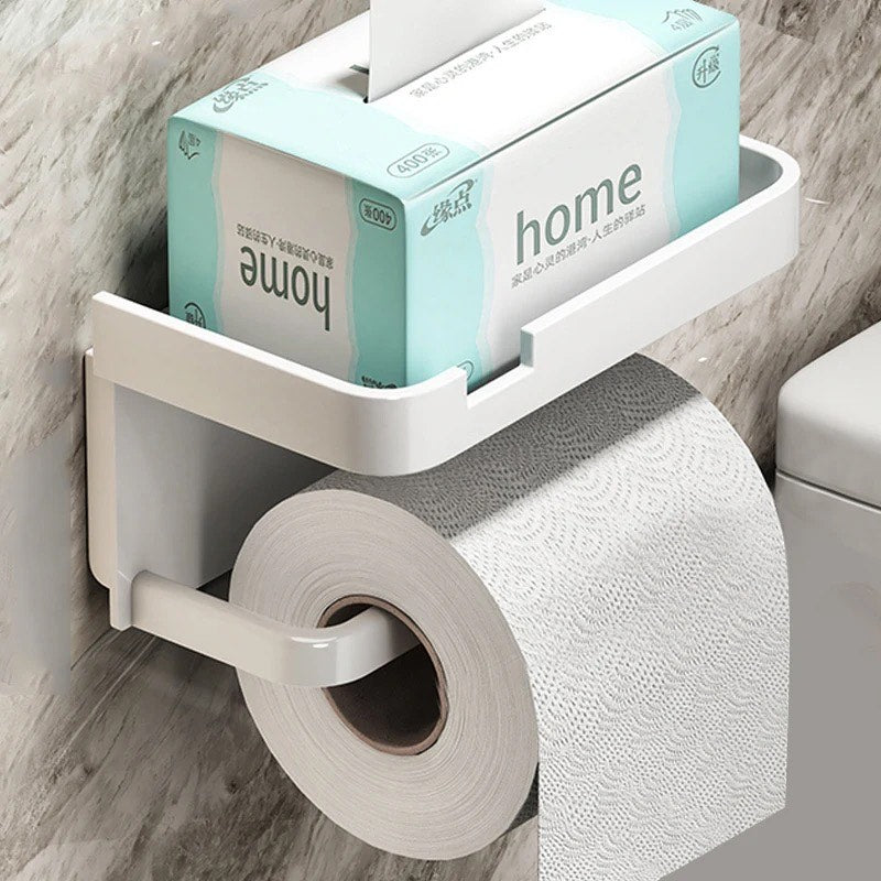 Modern Wall-Mounted TP Holder with Integrated Storage Tray