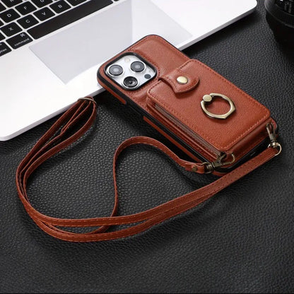 Leather Ring Buckle Phone Case for iphone