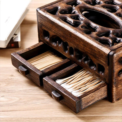 Vintage Solid Wood Multi-function Tissue and Napkin Box