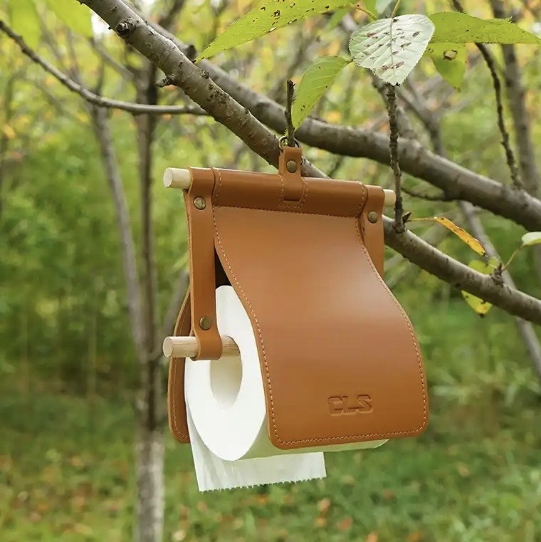 Outdoor Portable PU Leather Toilet Paper Holder