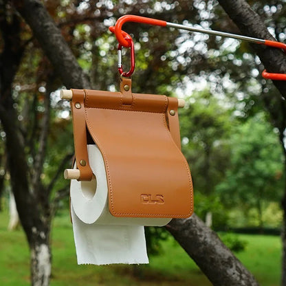 Outdoor Portable PU Leather Toilet Paper Holder