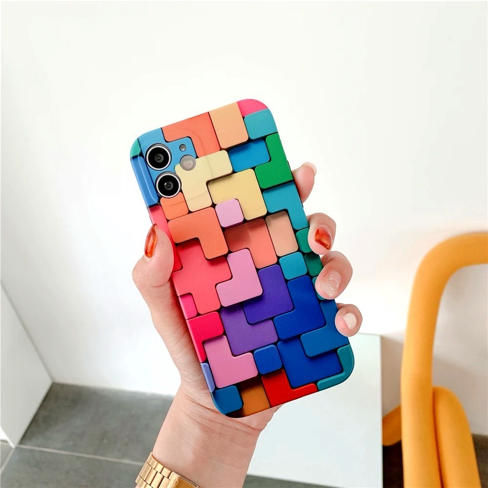 3D Colored Building Block iPhone Case