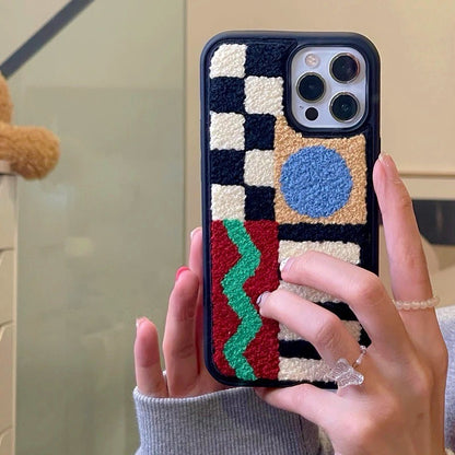 Cozy Vibe Geometric Plush iPhone Case