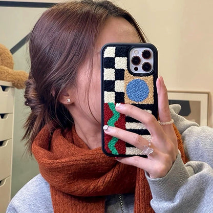 Cozy Vibe Geometric Plush iPhone Case