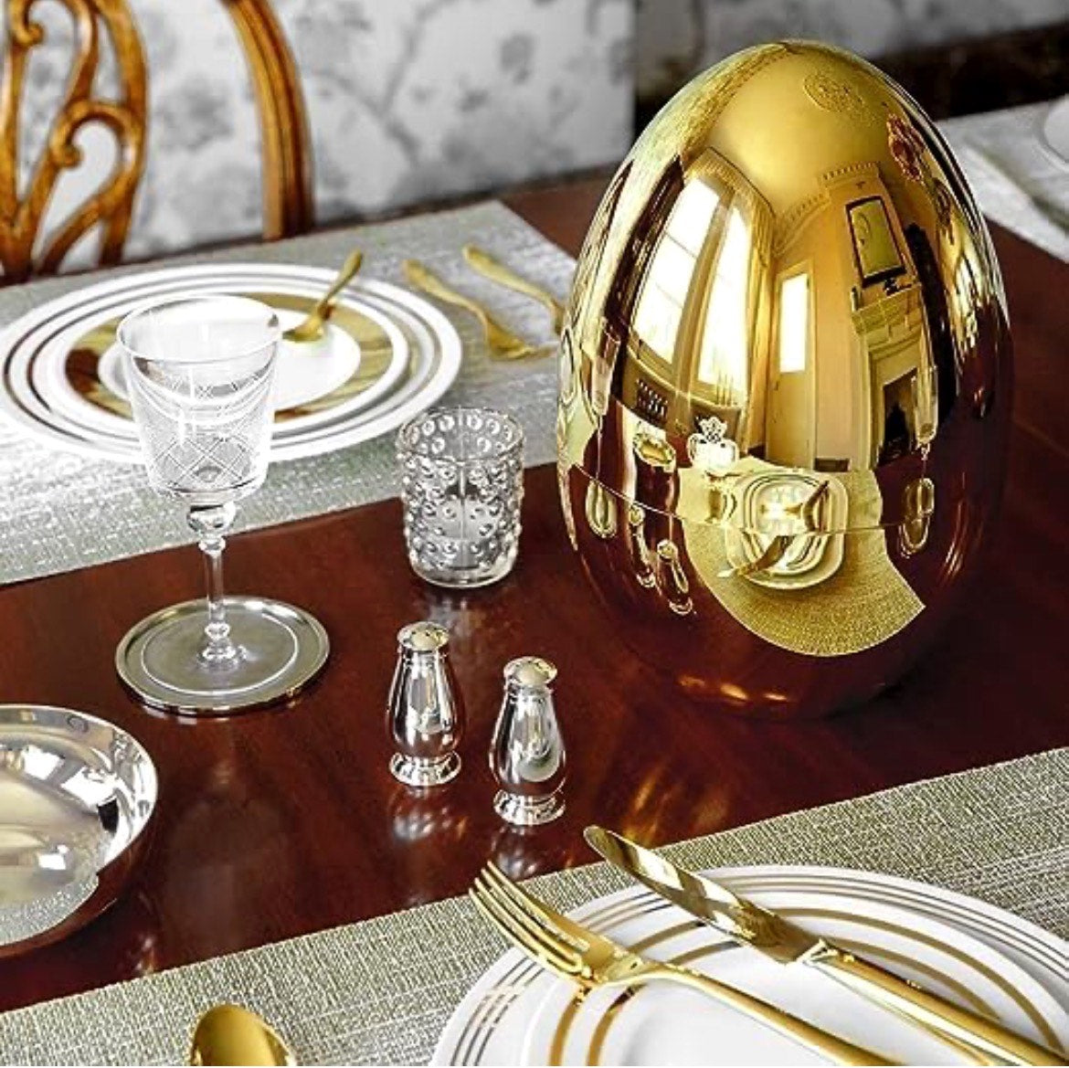 Golden Egg Cutlery Holder Set - 24-Piece Stainless Steel