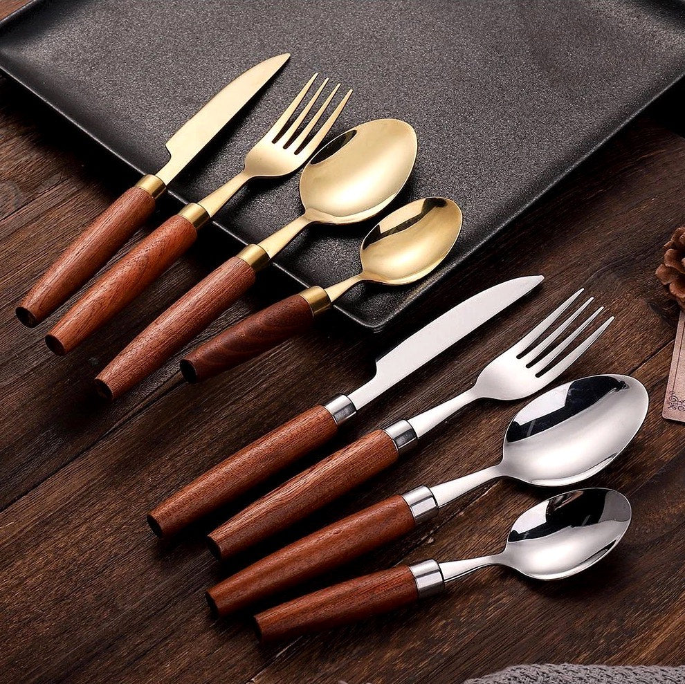 Artisan’s Craft Luxury Wooden Handle Stainless Steel Cutlery Set