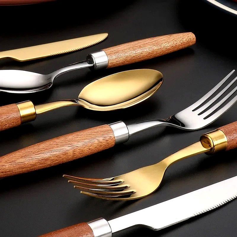 Artisan’s Craft Luxury Wooden Handle Stainless Steel Cutlery Set