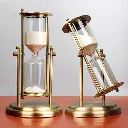 Classic Vintage Bronze 60-Minute Rotating Sand Hourglass