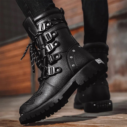 Men's SkullGuard Leather Boots – Casual & Edgy