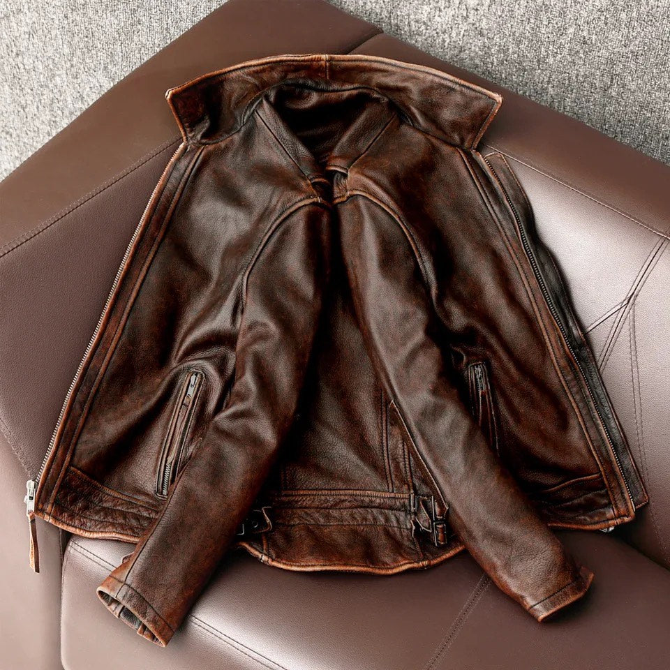 Vintage Leather Jacket with Bold Style and All-Day Comfort