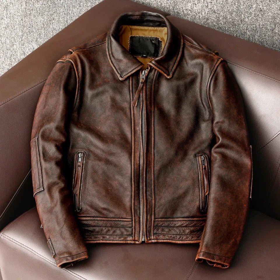 Vintage Leather Jacket with Bold Style and All-Day Comfort