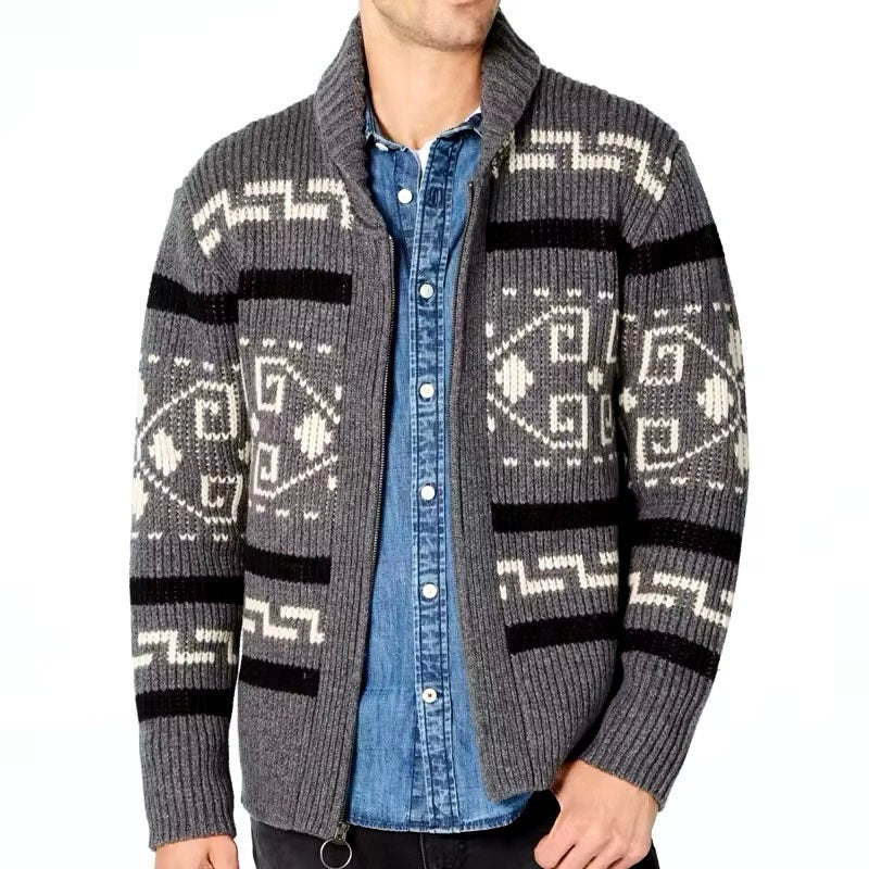 Men’s Voyage Weave Geometric Knit Cardigan