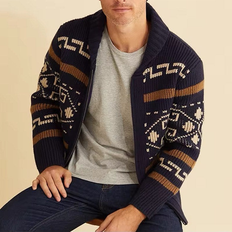 Men’s Voyage Weave Geometric Knit Cardigan