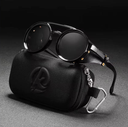 Eclipse Royale Steampunk Leather Shield Sunglasses