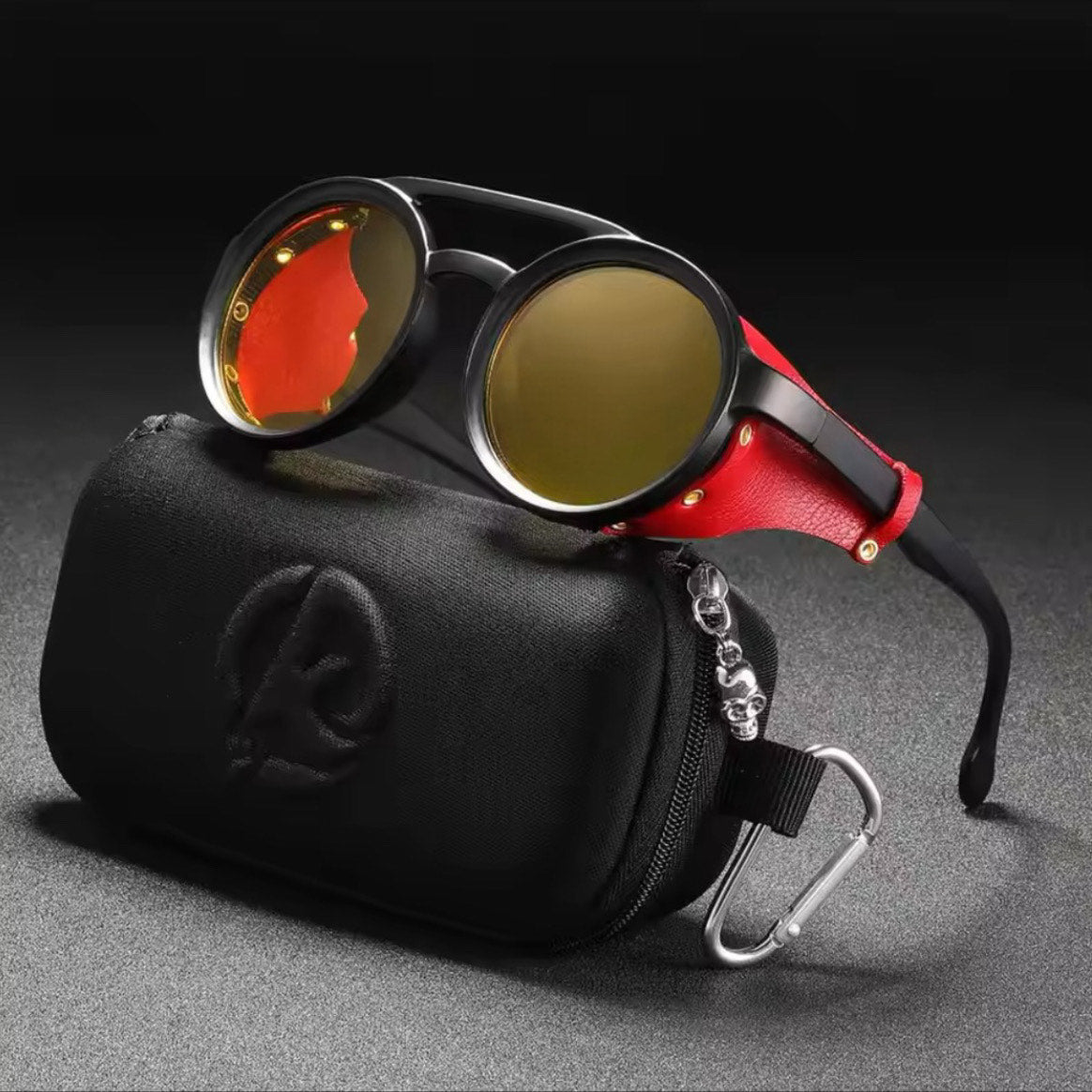 Eclipse Royale Steampunk Leather Shield Sunglasses