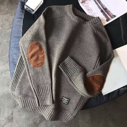 Heritage Comfort Knit Sweater with Elbow Accents