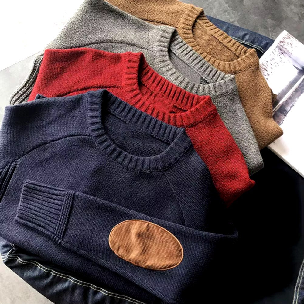 Heritage Comfort Knit Sweater with Elbow Accents