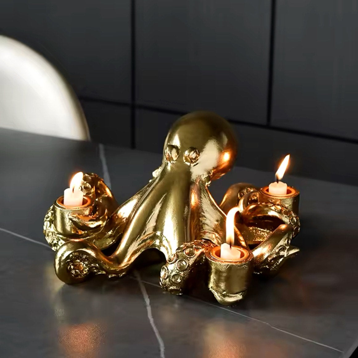 Golden Candletopus: Nautical Octopus Candle Holder