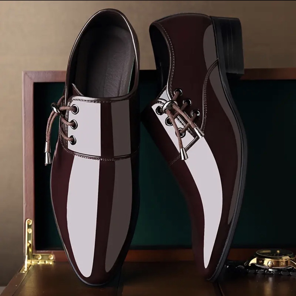 New Men’s Pointed Toe Patent Leather Dress Shoes