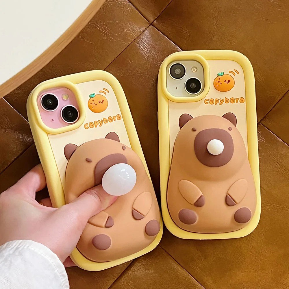 Adorable Capybara 3D Bubble Pop Silicone Case for All iPhones