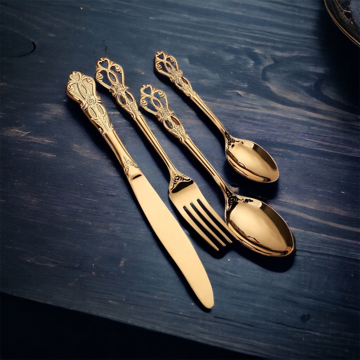 4-Piece Stainless Steel Gold Cutlery Set| Timeless Luxury