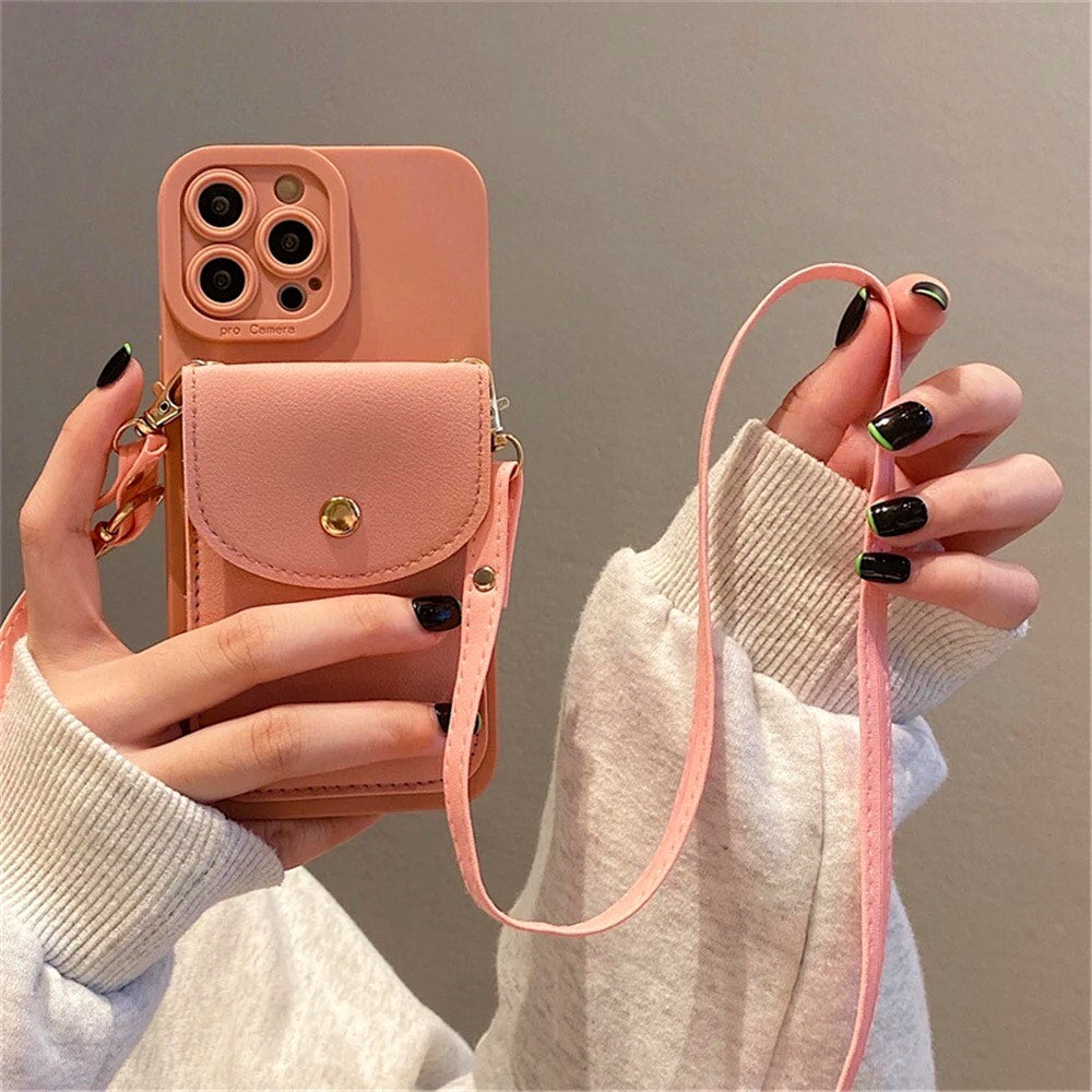 Luxury Leather Crossbody iPhone Case for Everyday Style