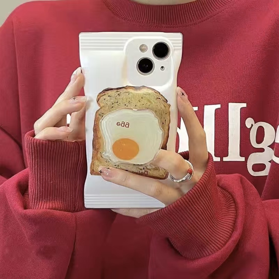 Cute Egg Chees Bread: Fashionable Phone Case with Holder