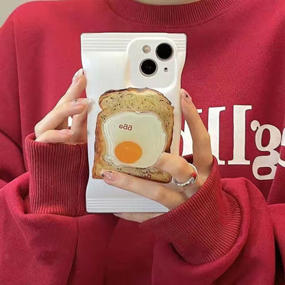 Cute Egg Chees Bread: Fashionable Phone Case with Holder