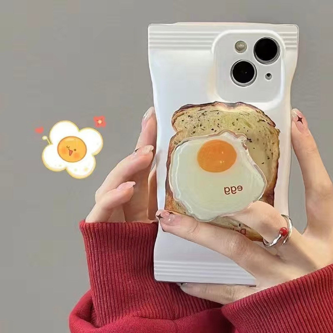 Cute Egg Chees Bread: Fashionable Phone Case with Holder