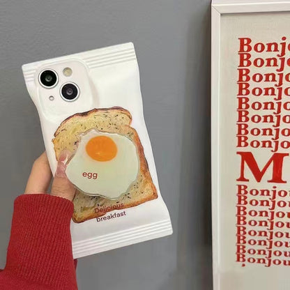 Cute Egg Chees Bread: Fashionable Phone Case with Holder