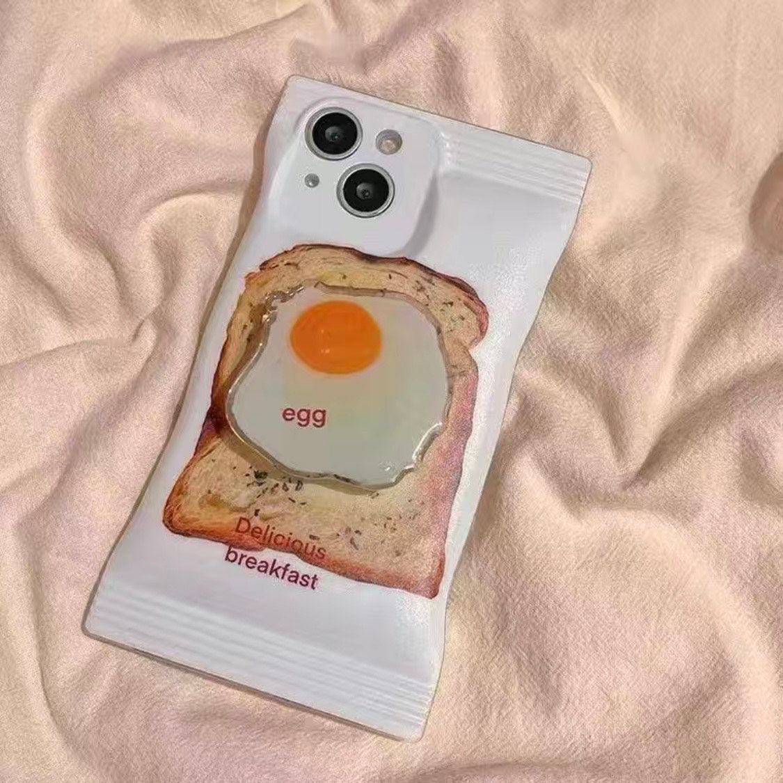 Cute Egg Chees Bread: Fashionable Phone Case with Holder